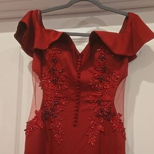 Elegant Burgundy Off-Shoulder Dress